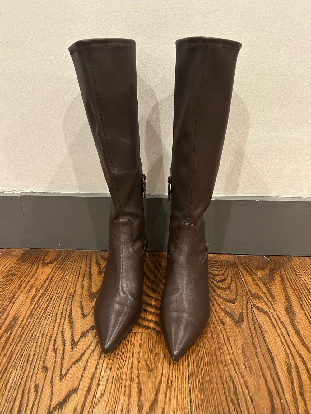 Stuart Weitzman Pointed-Toe Tall Boots in Brown